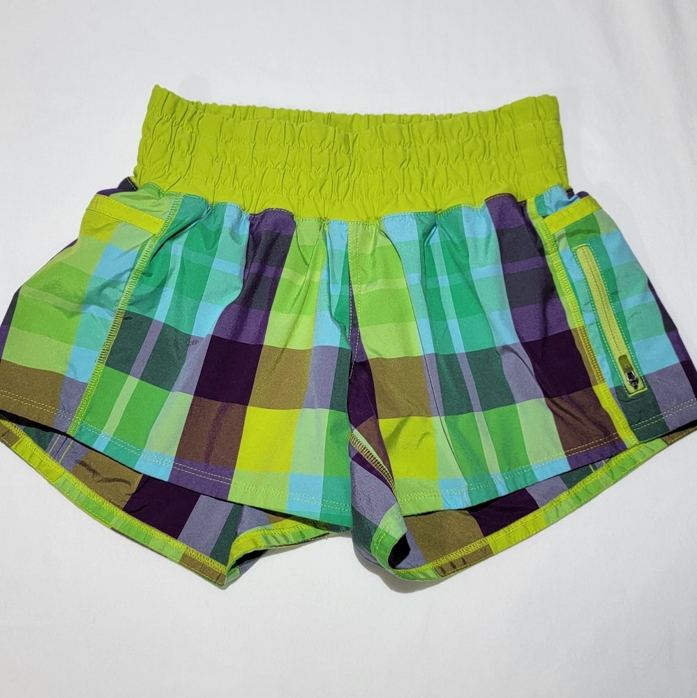 lululemon athletica Green Plaid Athletic Shorts